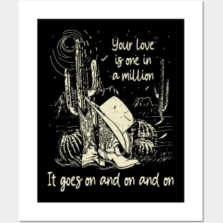 Your Love Is One In A Million It Goes On And On And On Cactus Cowgirl Boot Hat Posters and Art